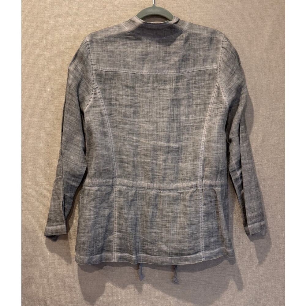 Gray Lightweight Linen Look Drawstring Waist Women's Utility Jacket Size L‎ - Picture 3 of 5